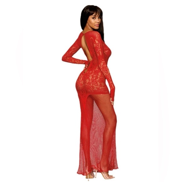 🦋B2G1🦋DREAMGIRL Floral Lace Pattern Bodystocking Gown ONE SIZE - Picture 2 of 4